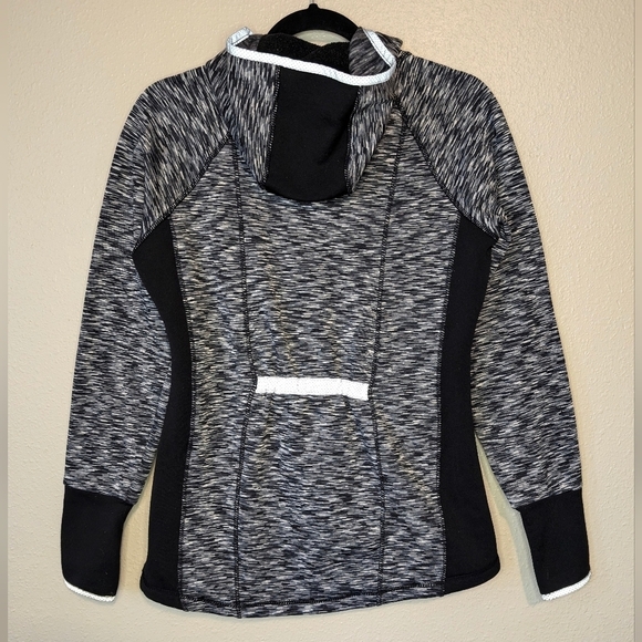 AVALANCHE 1/4 zip hoodie with pony tail & finger holes size Medium  color 🖤 🩶 - Picture 3 of 14